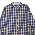 TOMMY HILFIGER Mens Blue & White Check Shirt XL Classic Button-Down Collar