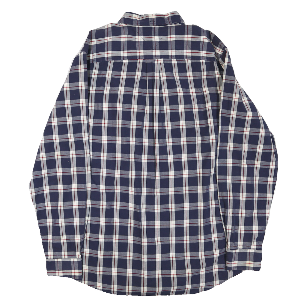 TOMMY HILFIGER Mens Blue & White Check Shirt XL Classic Button-Down Collar