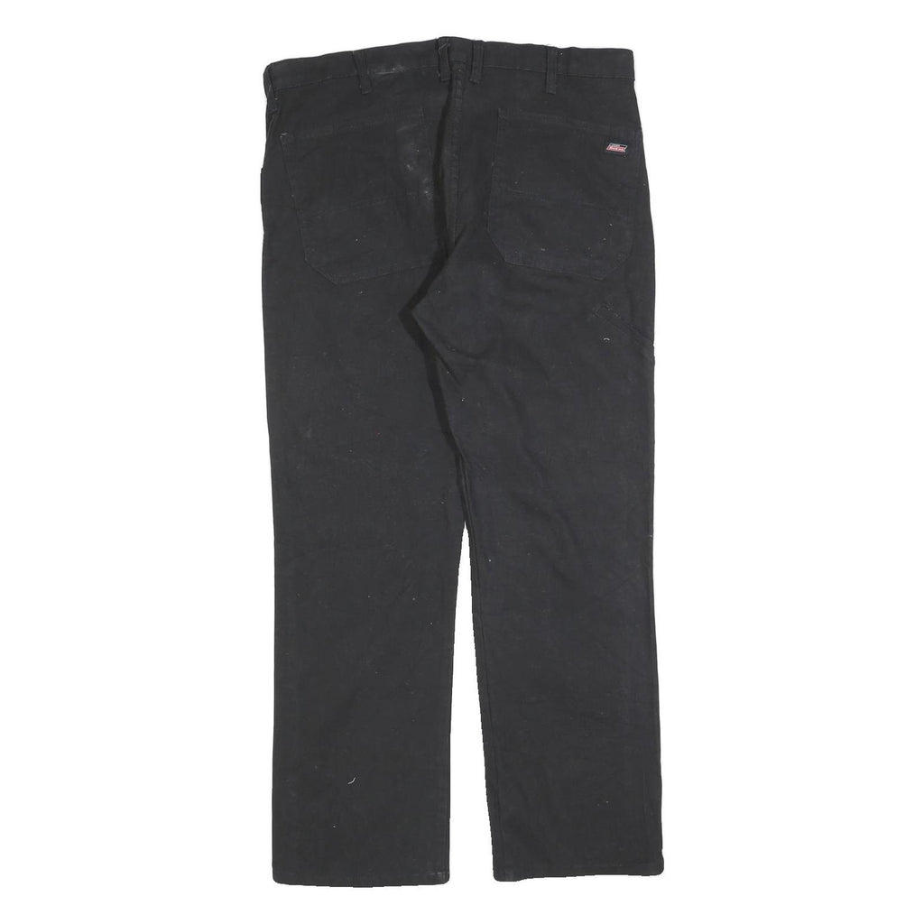 DICKIES Mens Black Cotton Blend Regular Fit Straight Leg Trousers W36 L30