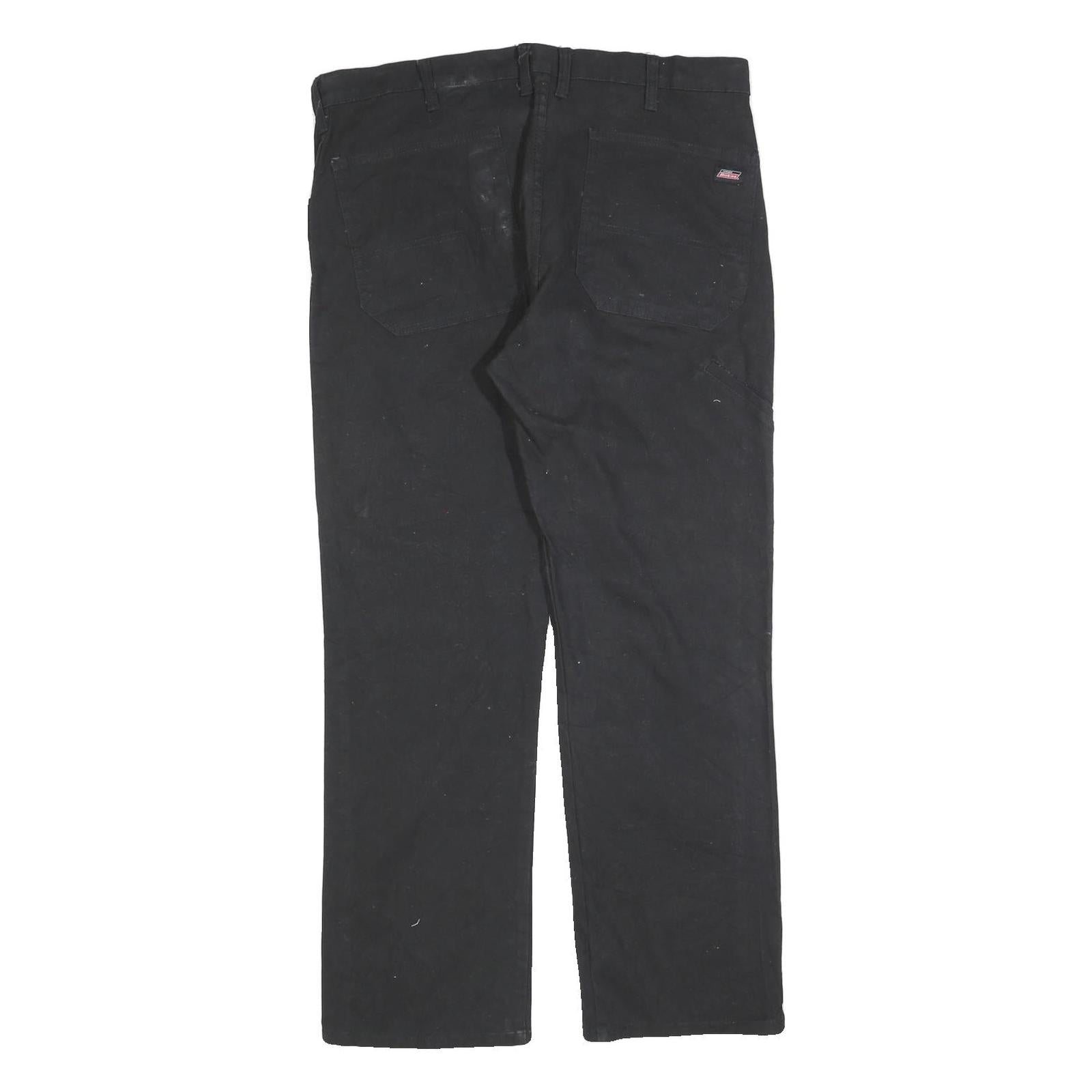 DICKIES Mens Black Cotton Blend Regular Fit Straight Leg Trousers W36 L30