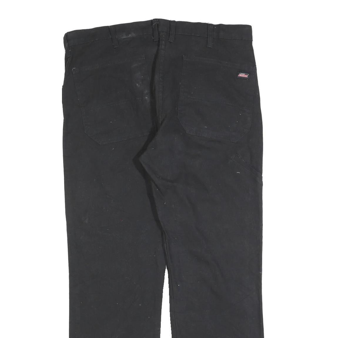 DICKIES Mens Black Cotton Blend Regular Fit Straight Leg Trousers W36 L30
