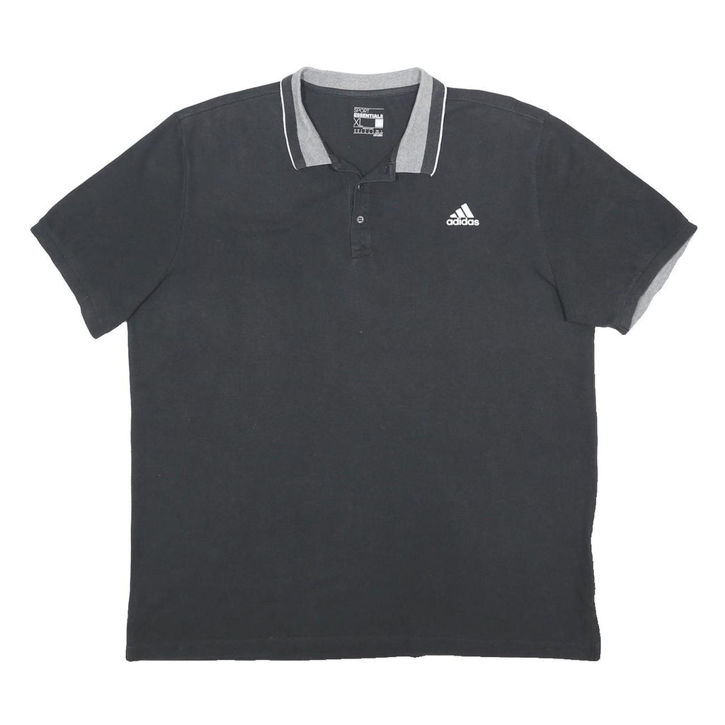 ADIDAS Mens Black & Grey Polo Shirt XL Basic Cotton Blend Short Sleeve Sport