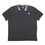 ADIDAS Mens Black & Grey Polo Shirt XL Basic Cotton Blend Short Sleeve Sport