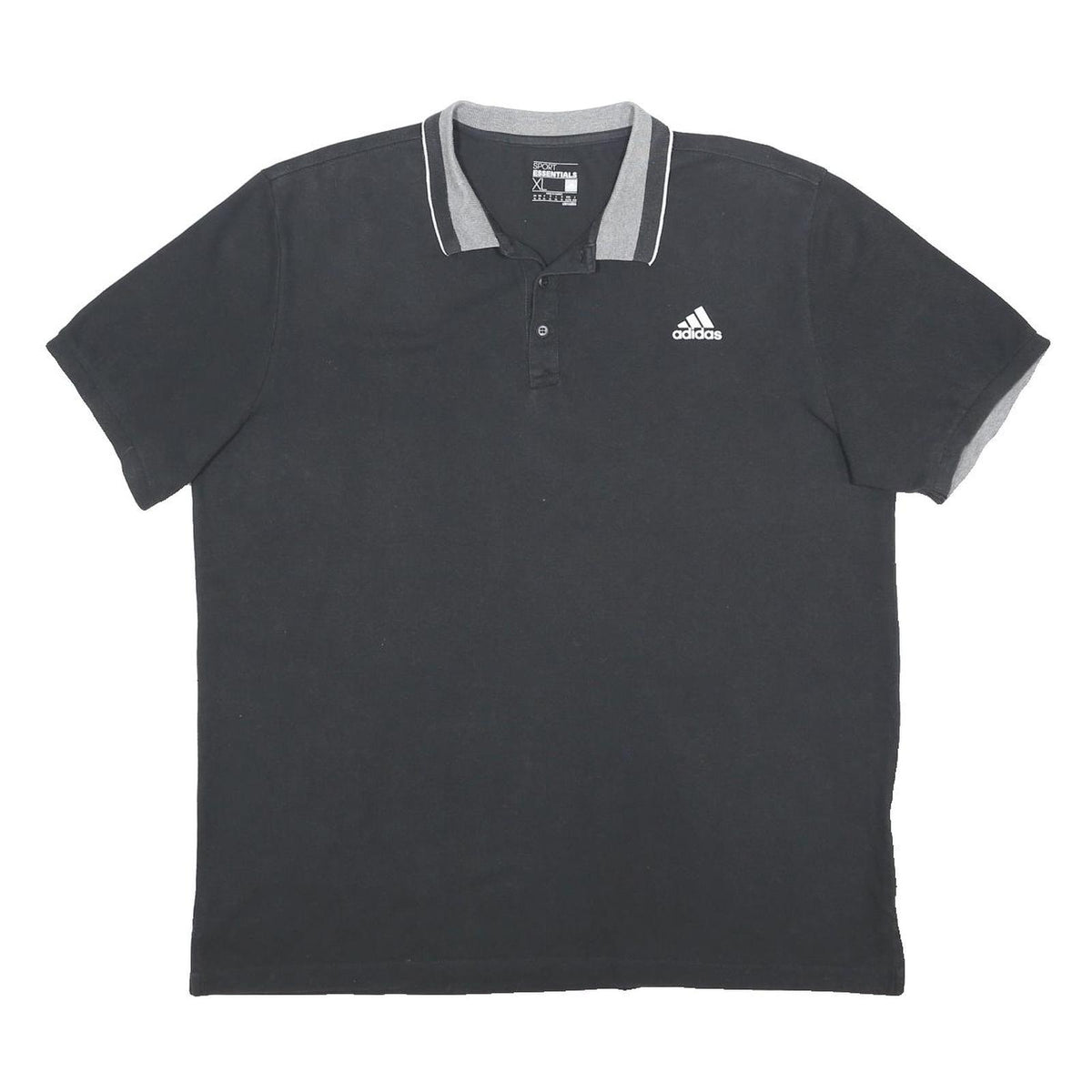 ADIDAS Mens Black & Grey Polo Shirt XL Basic Cotton Blend Short Sleeve Sport