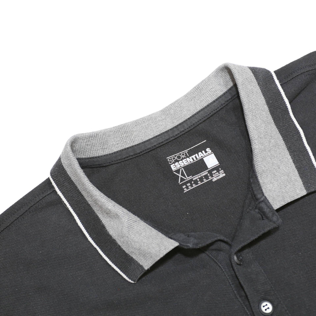 ADIDAS Mens Black & Grey Polo Shirt XL Basic Cotton Blend Short Sleeve Sport