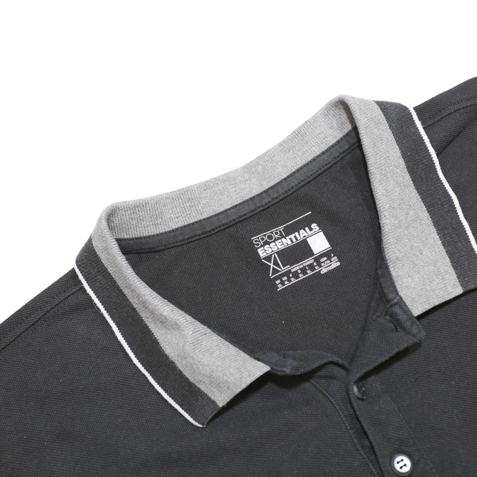 ADIDAS Mens Black & Grey Polo Shirt XL Basic Cotton Blend Short Sleeve Sport