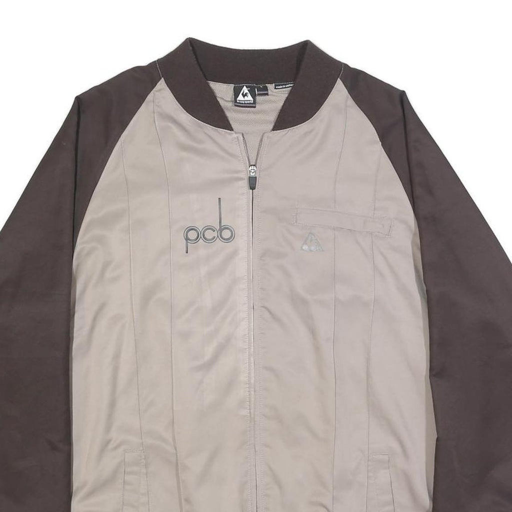 LE COQ SPORTIF Mens Brown & Beige Casual Jacket L Polyester Blend Zip Plain