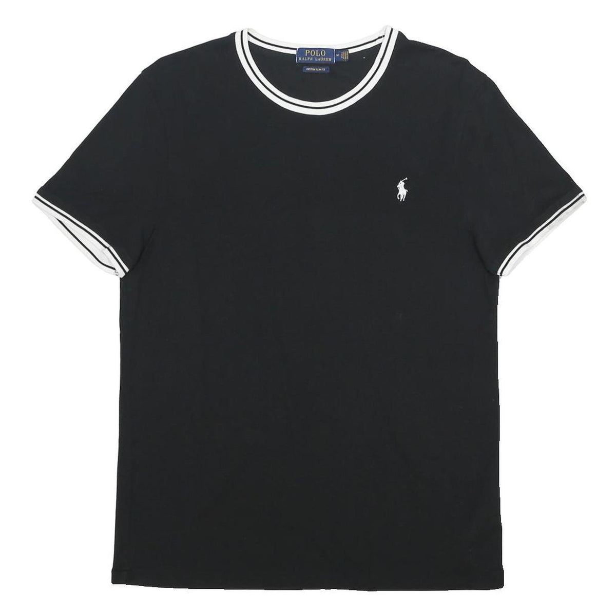 POLO RALPH LAUREN Mens Black & White Classic T-Shirt M Short Sleeve Crew Neck