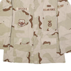 ADVANTAGE WEAR Mens Beige & Brown Military Jacket L Cotton Blend Button Plain