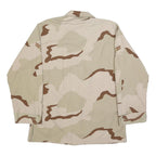 ADVANTAGE WEAR Mens Beige & Brown Military Jacket L Cotton Blend Button Plain