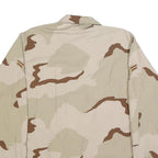 ADVANTAGE WEAR Mens Beige & Brown Military Jacket L Cotton Blend Button Plain