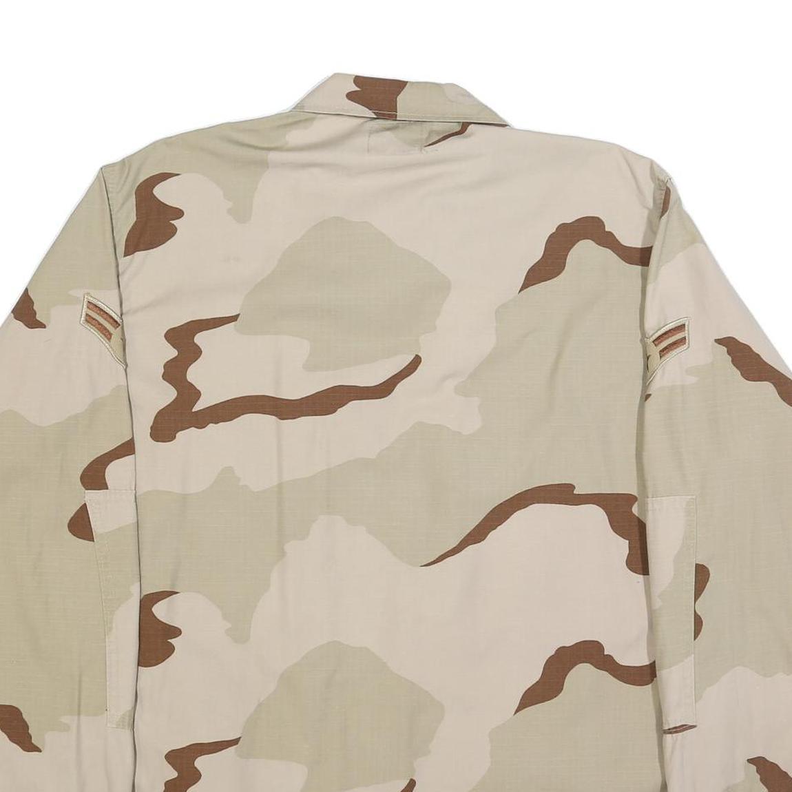 ADVANTAGE WEAR Mens Beige & Brown Military Jacket L Cotton Blend Button Plain