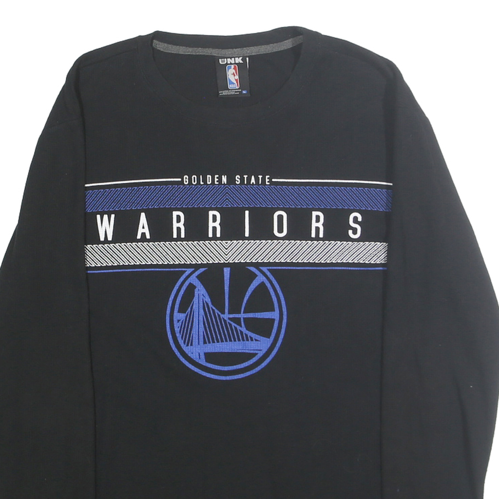 NBA Mens Black Golden State Warriors Long Sleeve Crew Neck Cotton Blend L