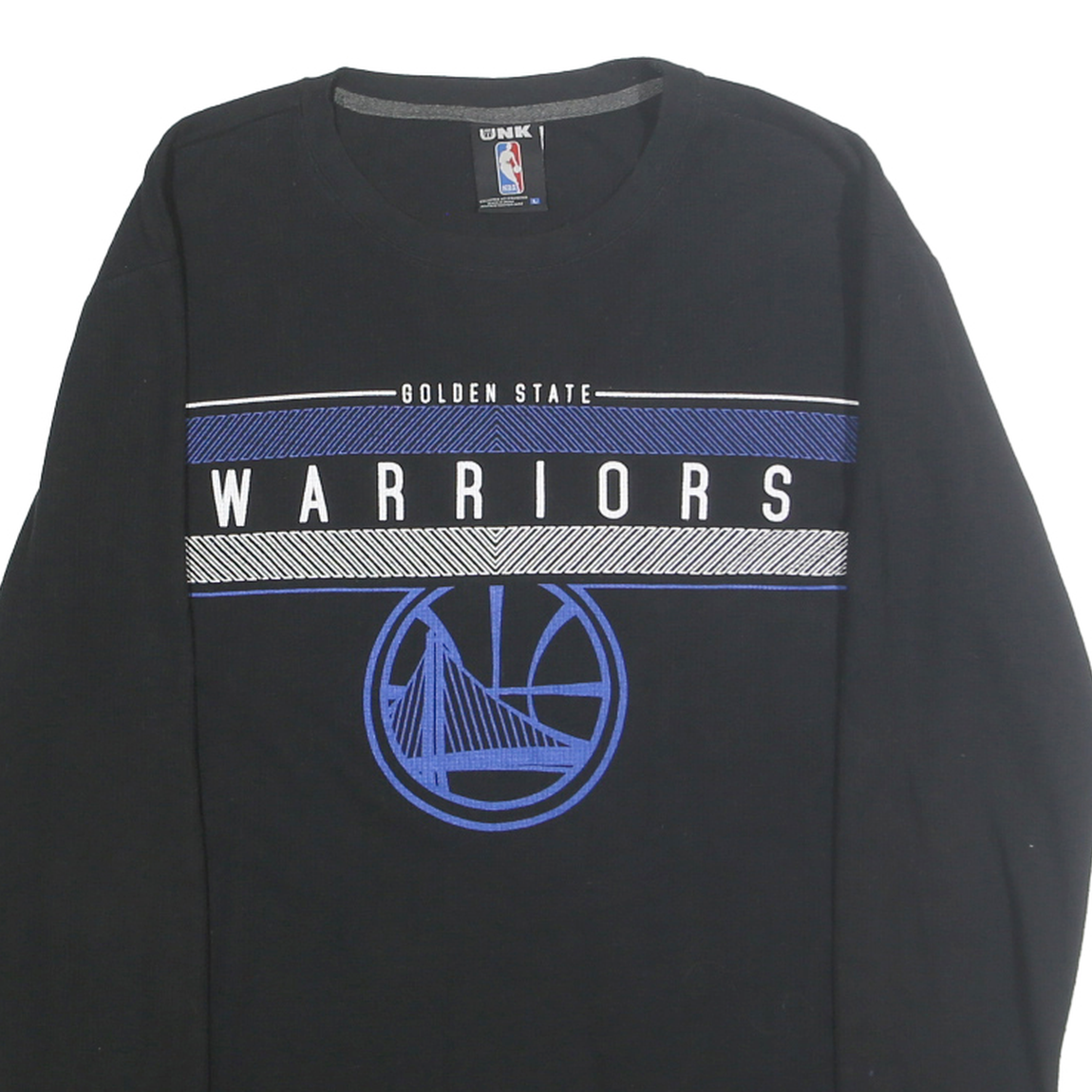 NBA Mens Black Golden State Warriors Long Sleeve Crew Neck Cotton Blend L