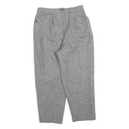Womens Grey Regular Fit Herringbone Zip Closure Trousers W27 L24 Classic Style