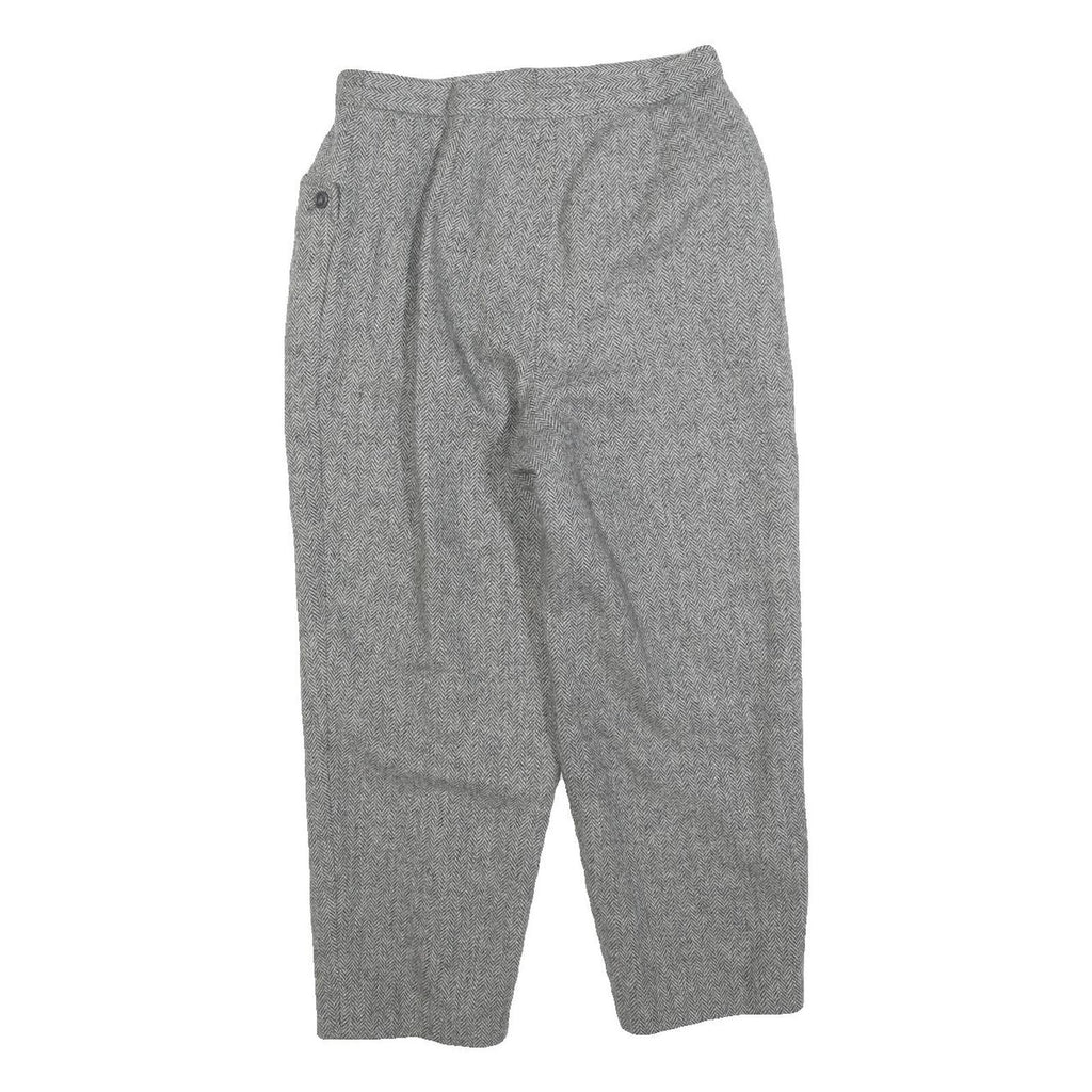 Womens Grey Regular Fit Herringbone Zip Closure Trousers W27 L24 Classic Style