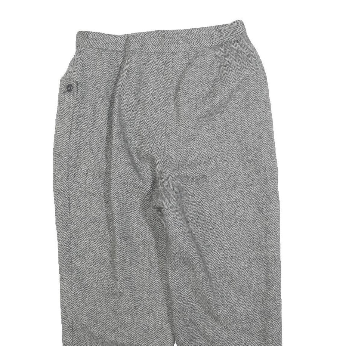 Womens Grey Regular Fit Herringbone Zip Closure Trousers W27 L24 Classic Style