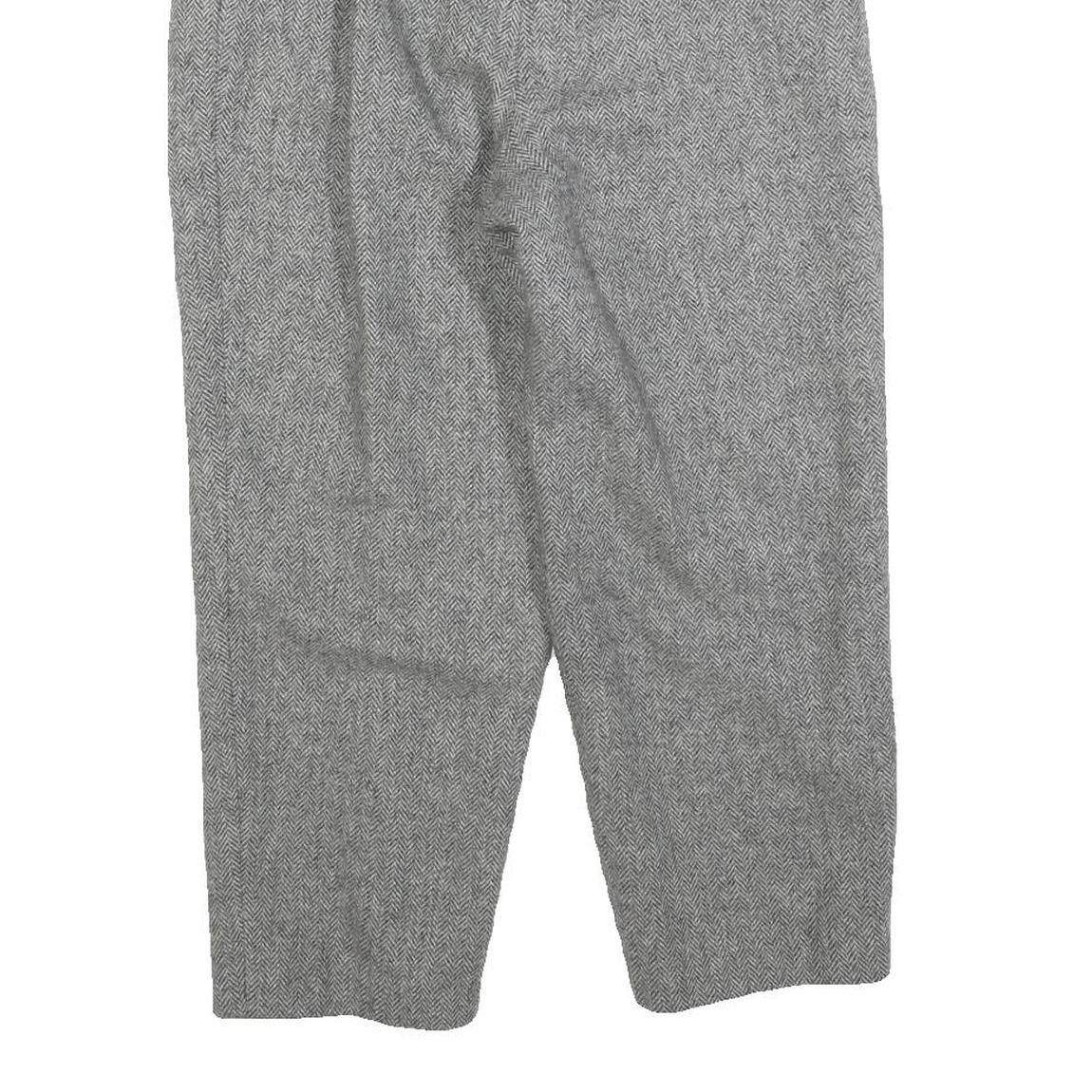 Womens Grey Regular Fit Herringbone Zip Closure Trousers W27 L24 Classic Style