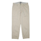 NAUTICA Mens Relaxed Beige Cotton Blend Zip Trousers W36 L32 Casual Classic