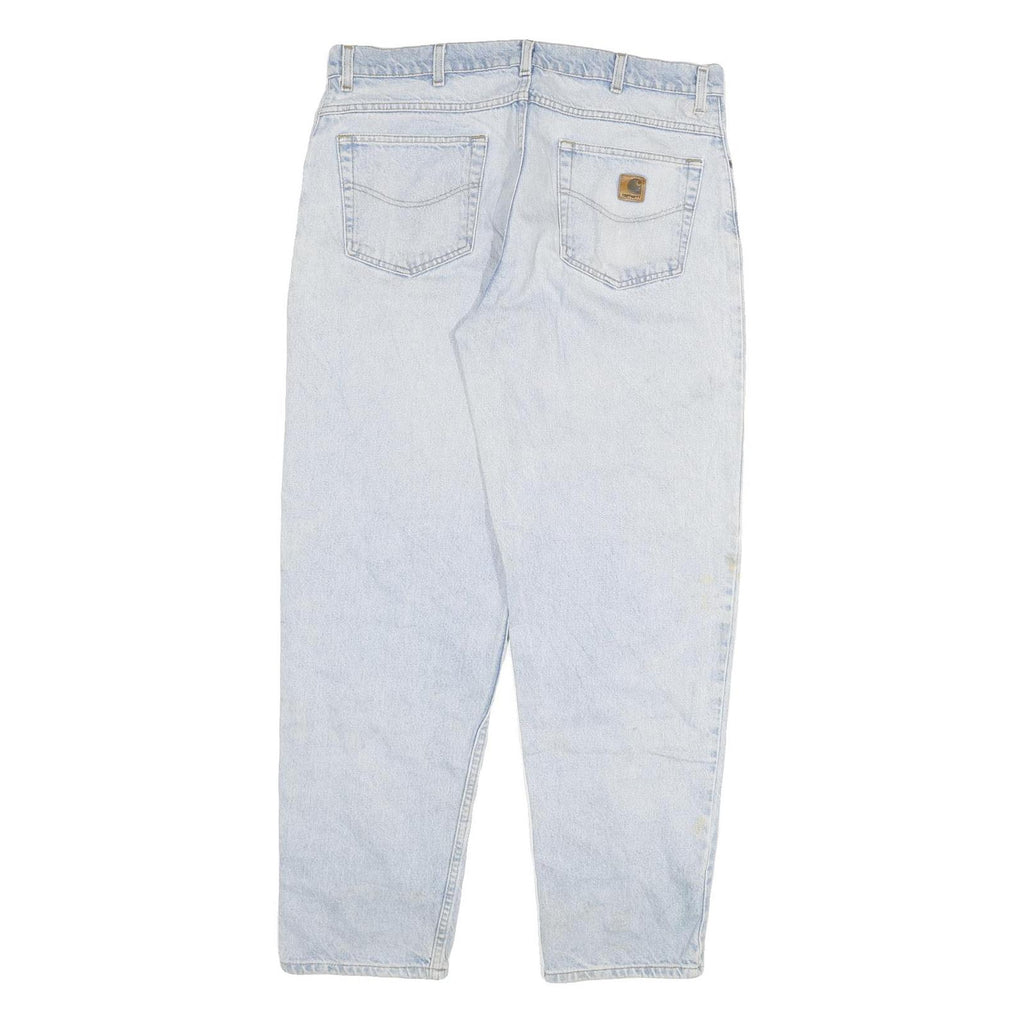 CARHARTT Mens Relaxed Jeans Light Blue Denim W36 L31 Zip Cotton Blend Casual