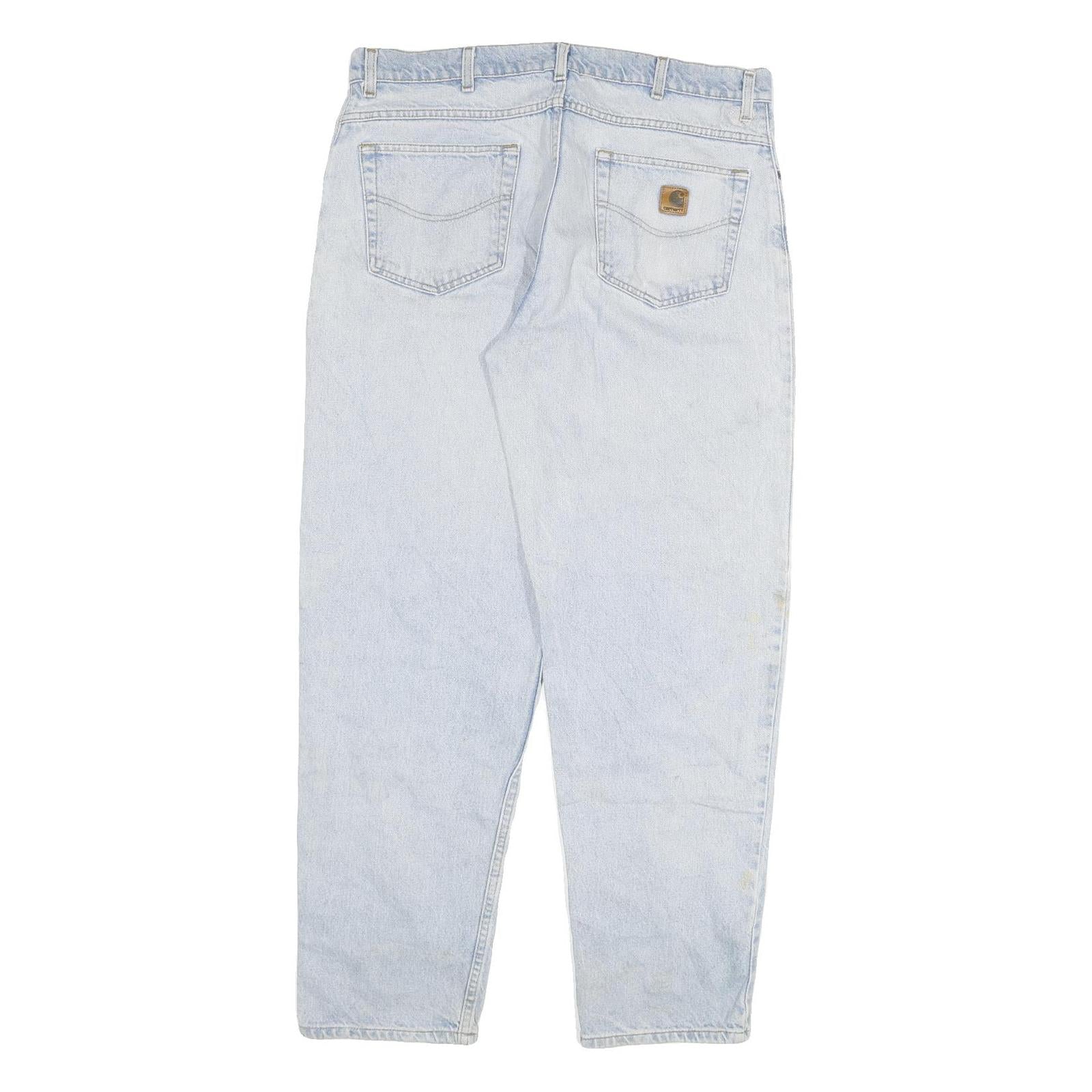 CARHARTT Mens Relaxed Jeans Light Blue Denim W36 L31 Zip Cotton Blend Casual