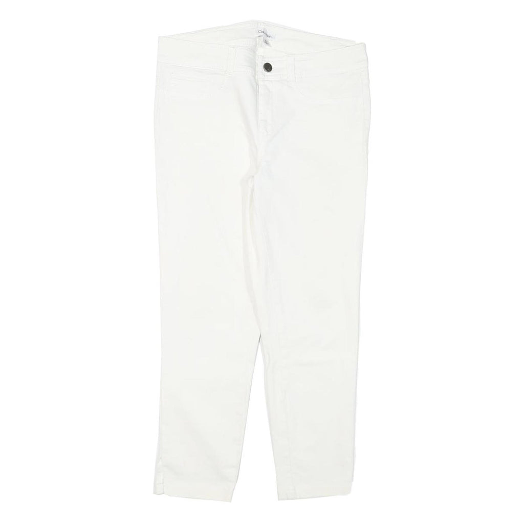 CALVIN KLEIN Womens Cotton Blend White Slim Slim Leg Trousers W30 L24