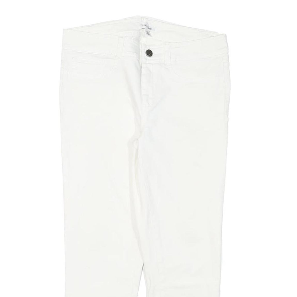 CALVIN KLEIN Womens Cotton Blend White Slim Slim Leg Trousers W30 L24