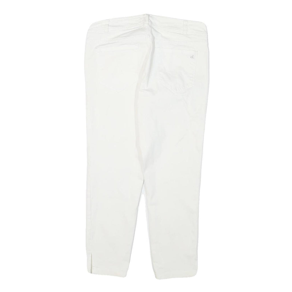 CALVIN KLEIN Womens Cotton Blend White Slim Slim Leg Trousers W30 L24
