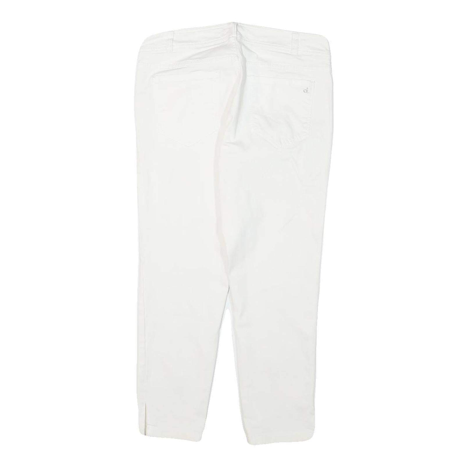 CALVIN KLEIN Womens Cotton Blend White Slim Slim Leg Trousers W30 L24