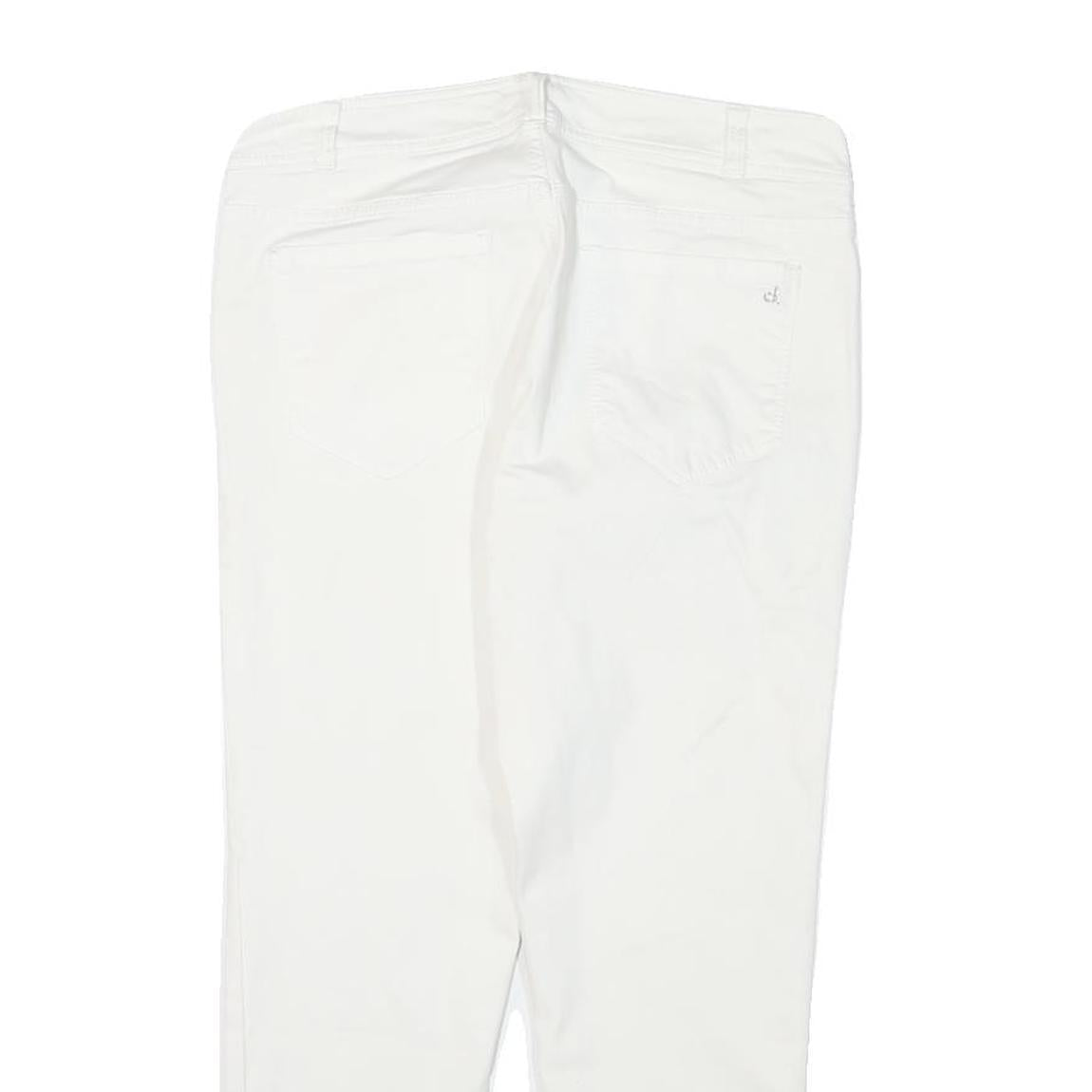 CALVIN KLEIN Womens Cotton Blend White Slim Slim Leg Trousers W30 L24