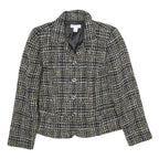 CHRISTOPHER & BANKS Womens Black & White Wool Blend Blazer Jacket M Tweed Button