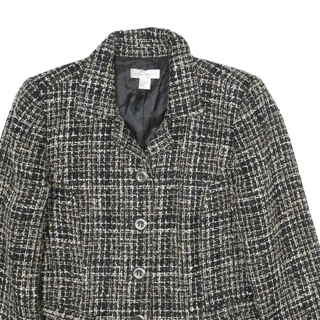 CHRISTOPHER & BANKS Womens Black & White Wool Blend Blazer Jacket M Tweed Button