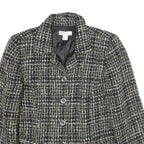 CHRISTOPHER & BANKS Womens Black & White Wool Blend Blazer Jacket M Tweed Button
