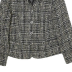 CHRISTOPHER & BANKS Womens Black & White Wool Blend Blazer Jacket M Tweed Button