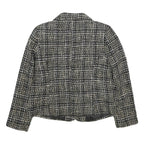 CHRISTOPHER & BANKS Womens Black & White Wool Blend Blazer Jacket M Tweed Button