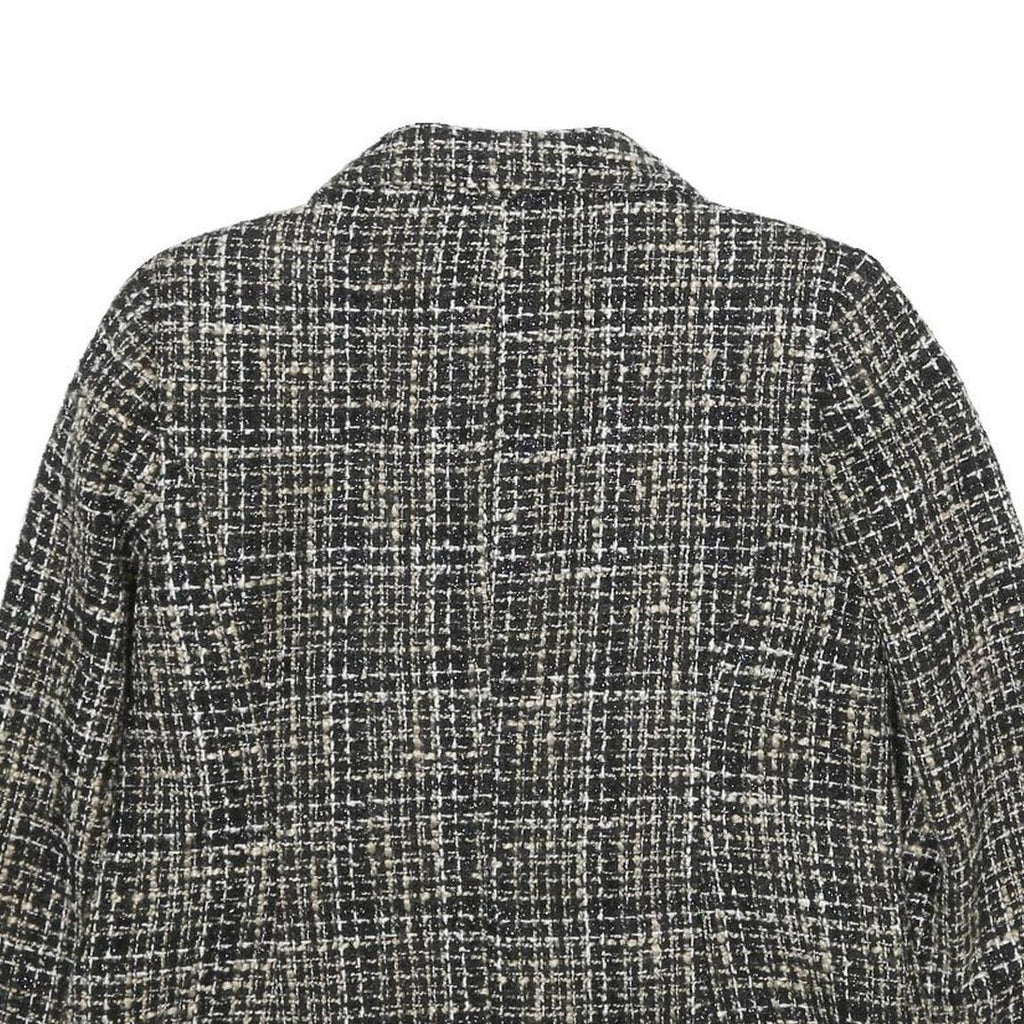 CHRISTOPHER & BANKS Womens Black & White Wool Blend Blazer Jacket M Tweed Button