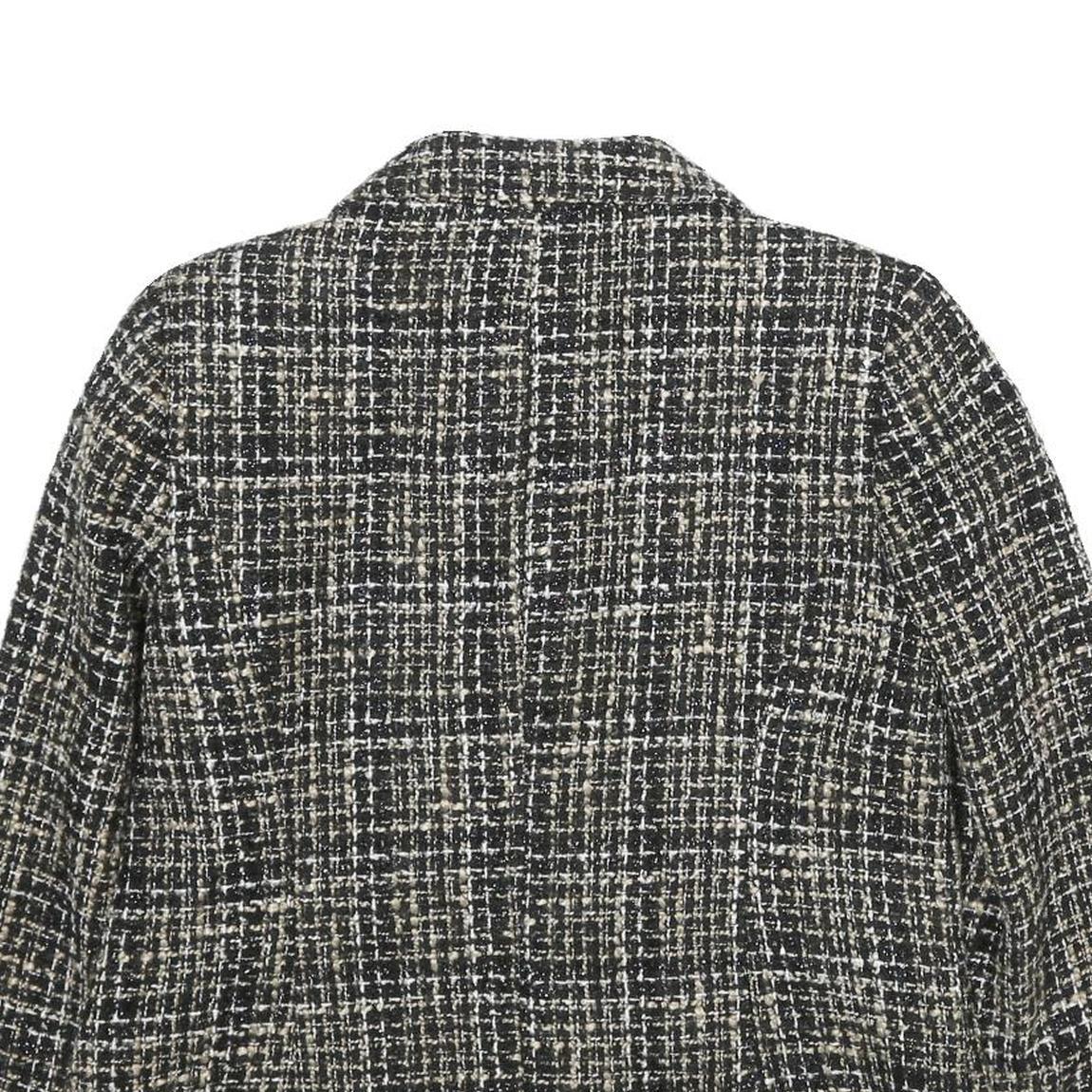 CHRISTOPHER & BANKS Womens Black & White Wool Blend Blazer Jacket M Tweed Button