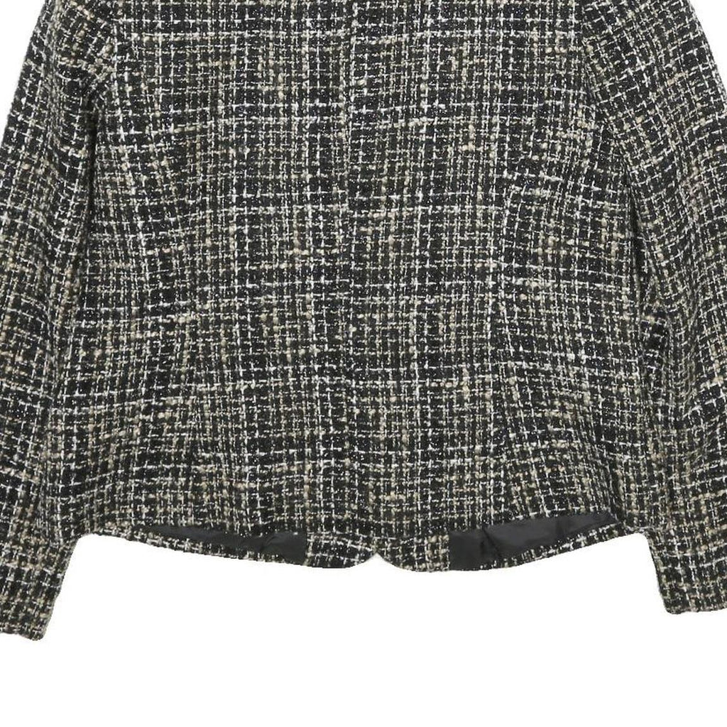 CHRISTOPHER & BANKS Womens Black & White Wool Blend Blazer Jacket M Tweed Button