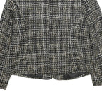 CHRISTOPHER & BANKS Womens Black & White Wool Blend Blazer Jacket M Tweed Button