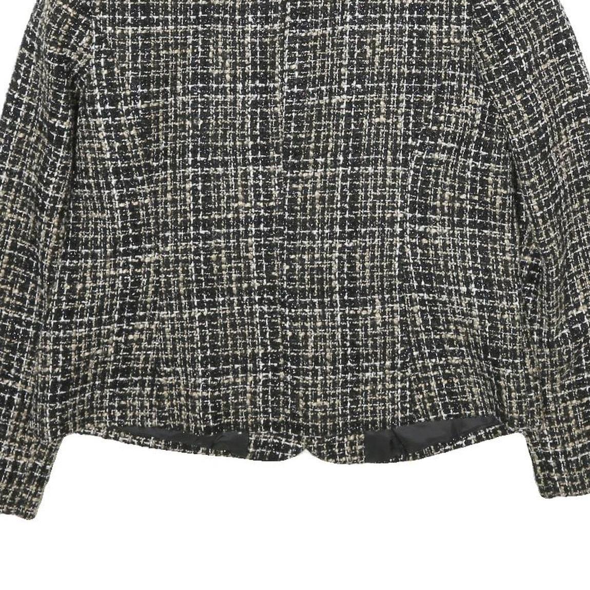 CHRISTOPHER & BANKS Womens Black & White Wool Blend Blazer Jacket M Tweed Button