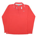 LOTTO Mens Red Long Sleeve Plain 2XL Cotton Polo Shirt Casual Sportswear