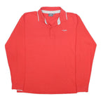 LOTTO Mens Red Long Sleeve Plain 2XL Cotton Polo Shirt Casual Sportswear