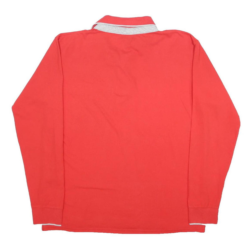 LOTTO Mens Red Long Sleeve Plain 2XL Cotton Polo Shirt Casual Sportswear
