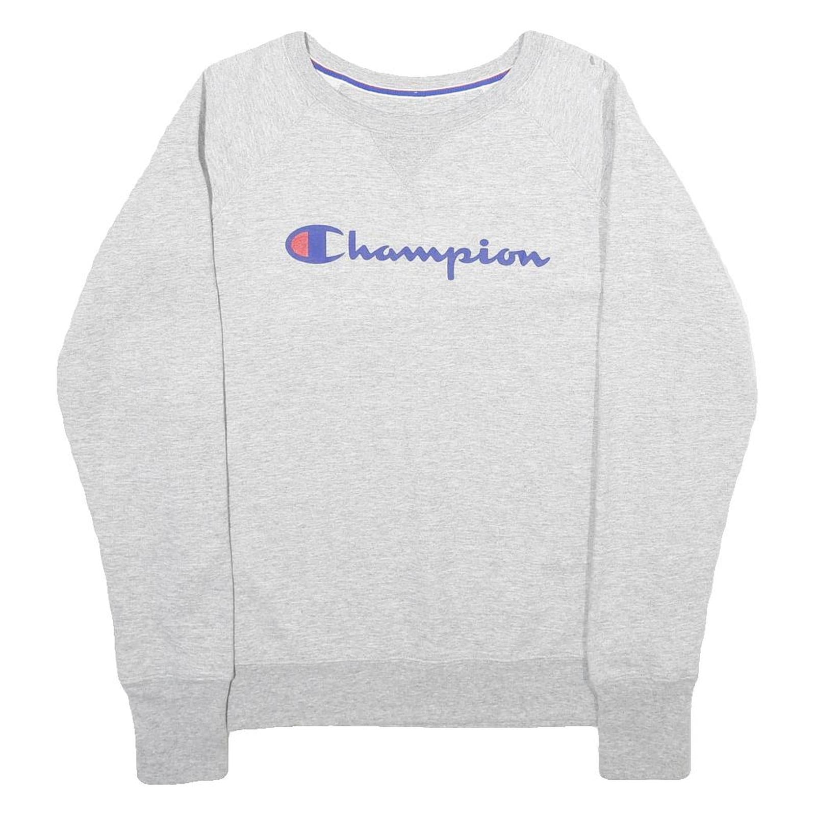 CHAMPION Mens Grey Crew Neck S Cotton Blend Logo Sweatshirt Casual