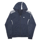 ADIDAS Mens Blue & Navy Track Jacket M Polyester Jersey Plain Zip Hoodie