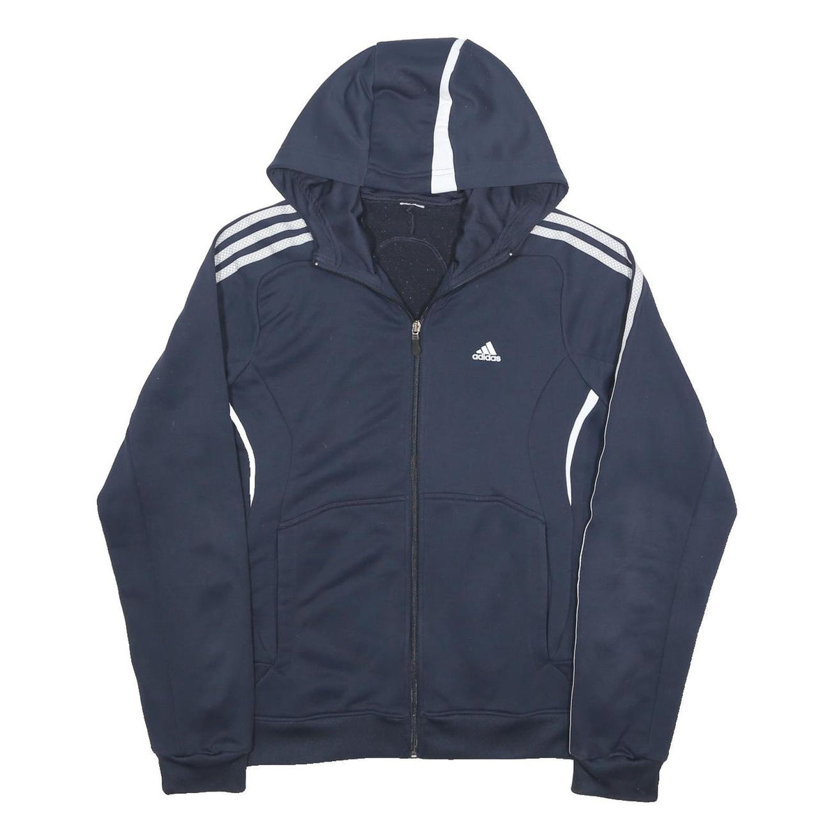 ADIDAS Mens Blue & Navy Track Jacket M Polyester Jersey Plain Zip Hoodie