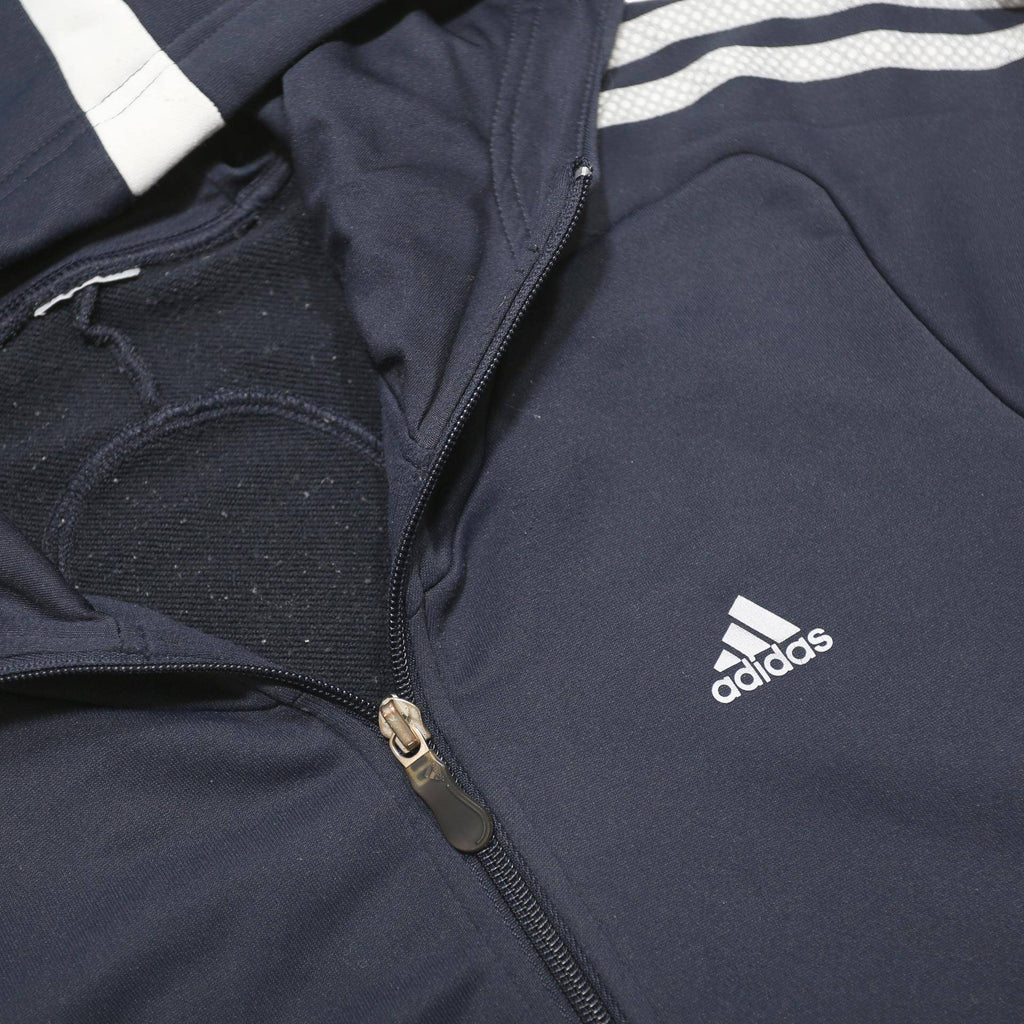 ADIDAS Mens Blue & Navy Track Jacket M Polyester Jersey Plain Zip Hoodie