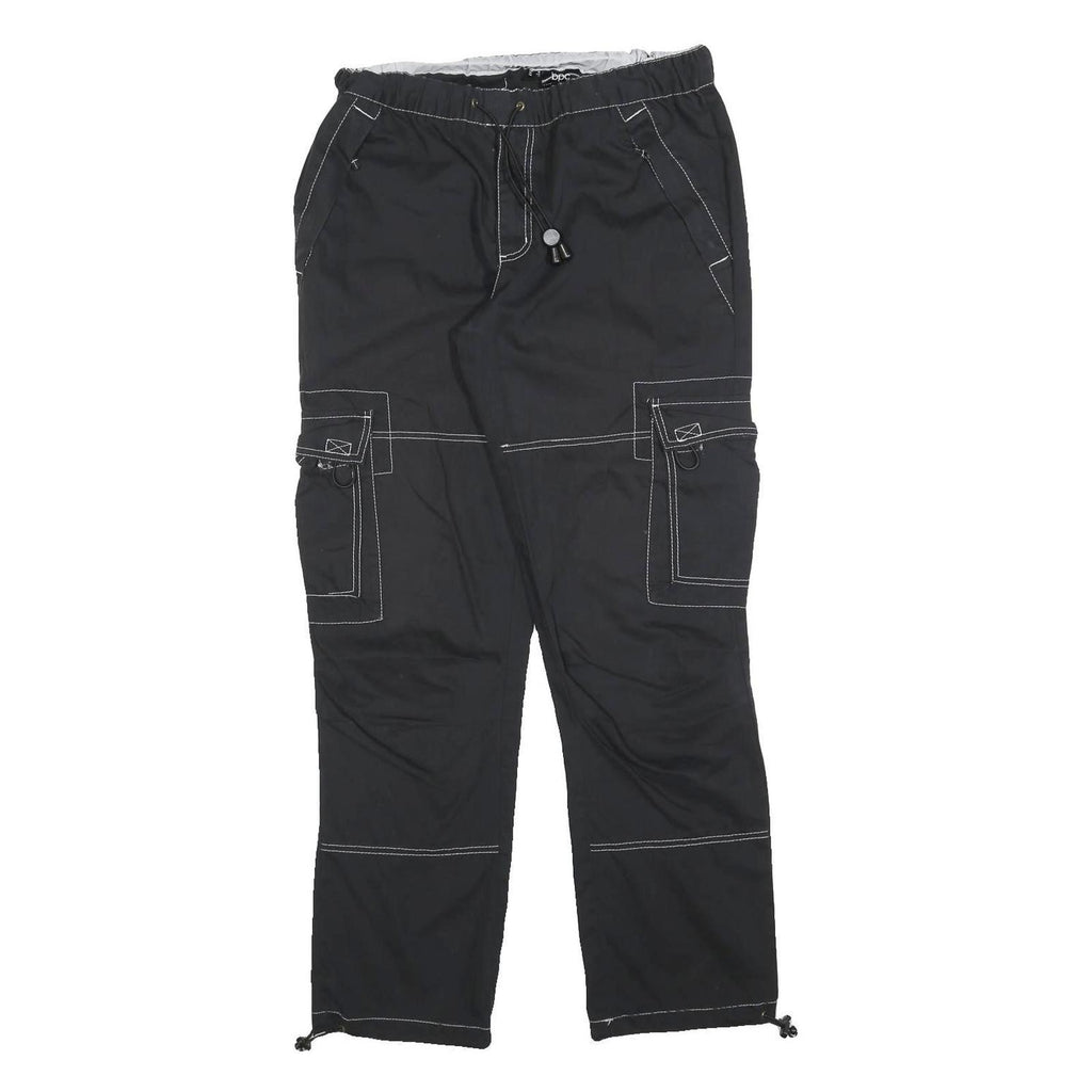 BPC Womens Black Regular Cargo Trousers W30 L32 Polyester Blend Zip Pockets