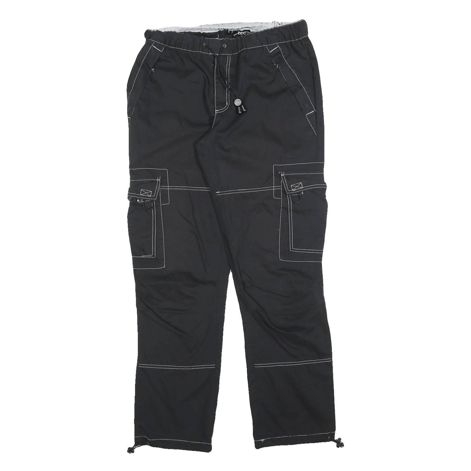 BPC Womens Black Regular Cargo Trousers W30 L32 Polyester Blend Zip Pockets