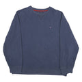 TOMMY HILFIGER Mens Blue Crew Neck XL Cotton Blend Pullover Sweatshirt Classic